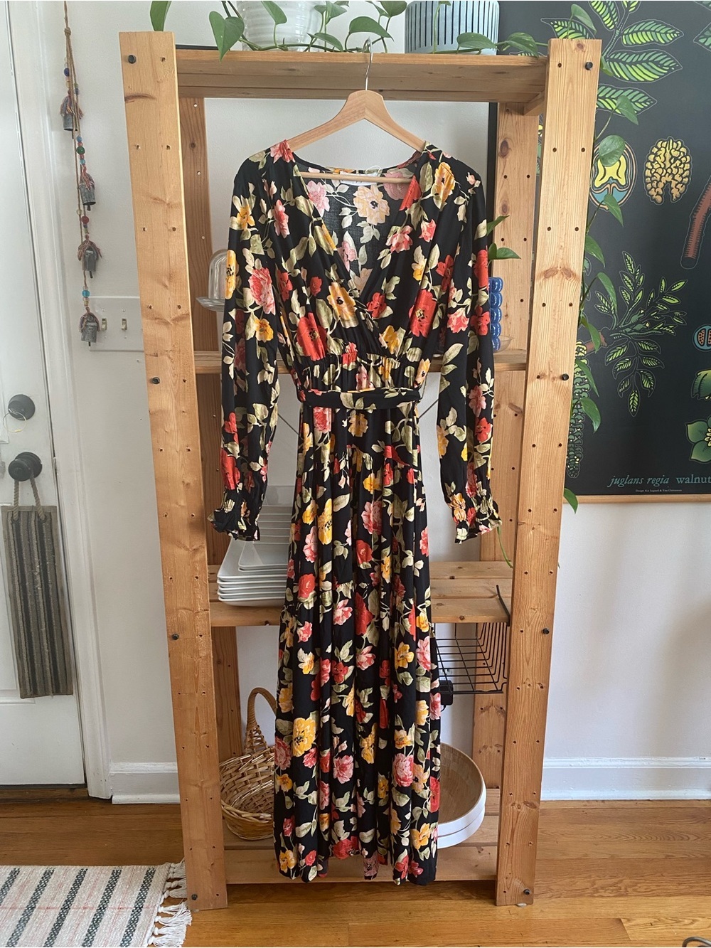 Petal and Pup Black Floral Ruana Maxi Dress 4 - Picture 7 of 16